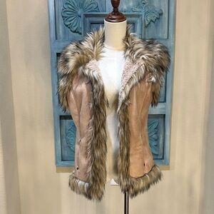 Faux Fur Trimmed Tan Vest